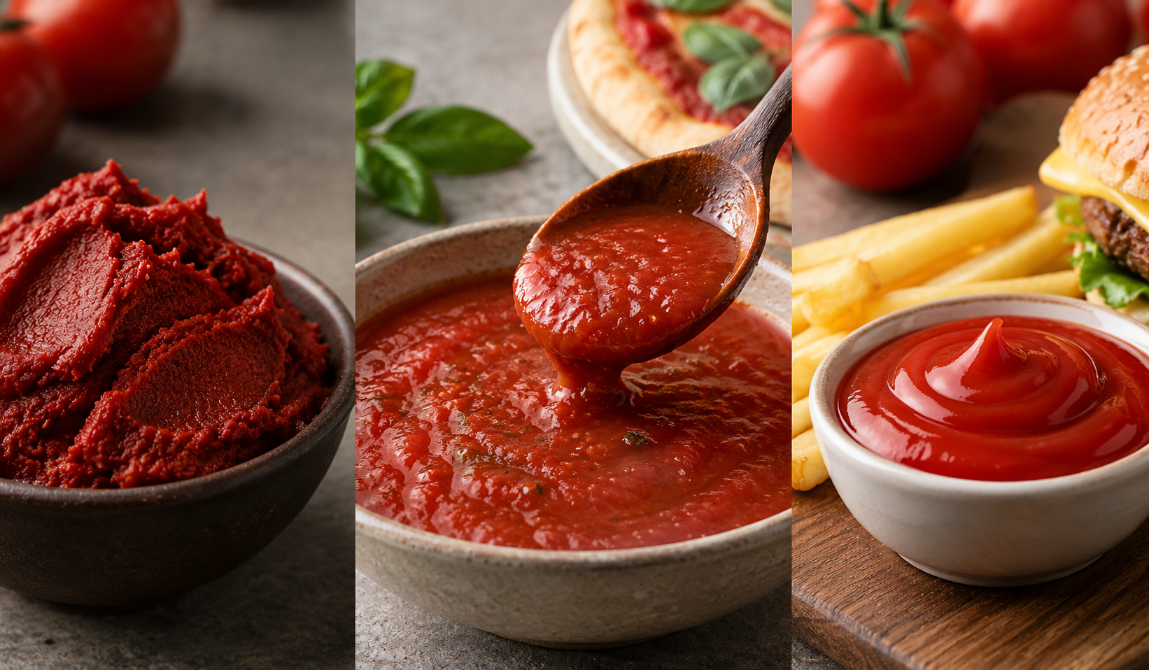 Tomat pastası, pomidor sousu və ketçup arasındakı əsas fərqlər nələrdir?