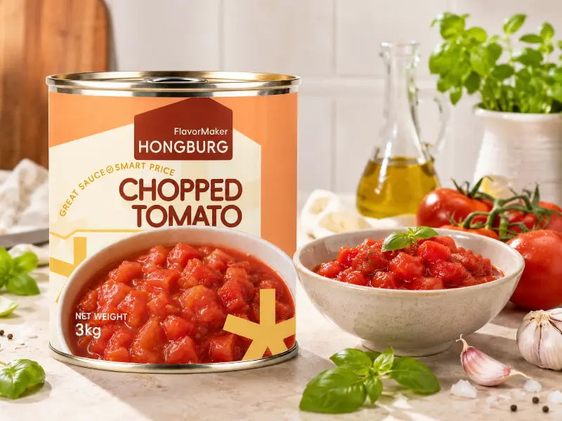 Klassik konservləşdirilmiş doğranmış pomidor